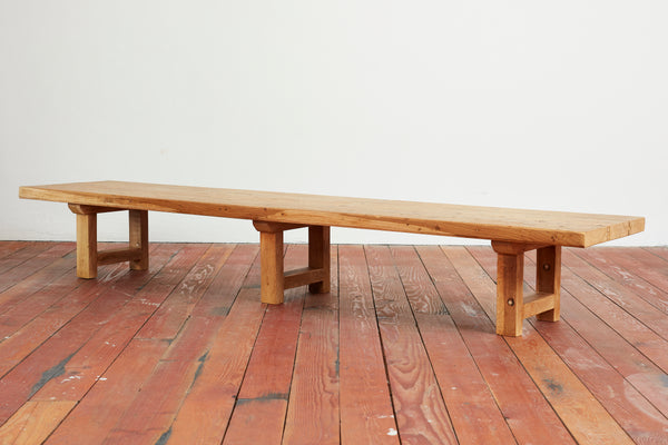 Large Oak Coffee Table Bench, France, 1950s