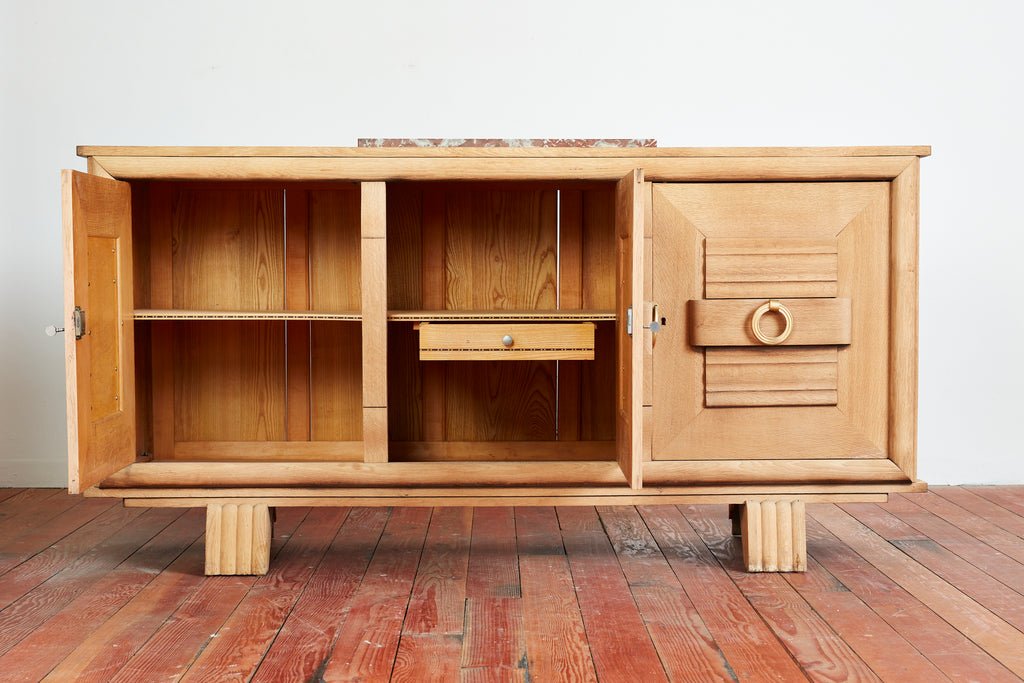 1940's Oak Sideboard With Burgundy Marble