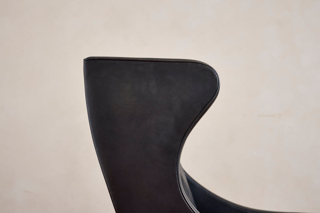 Borge Mogensen Leather Wingback Armchair with Ottoman
