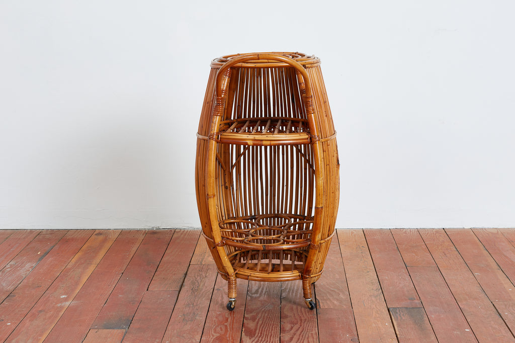 ITALIAN ROUND BAMBOO BAR CART