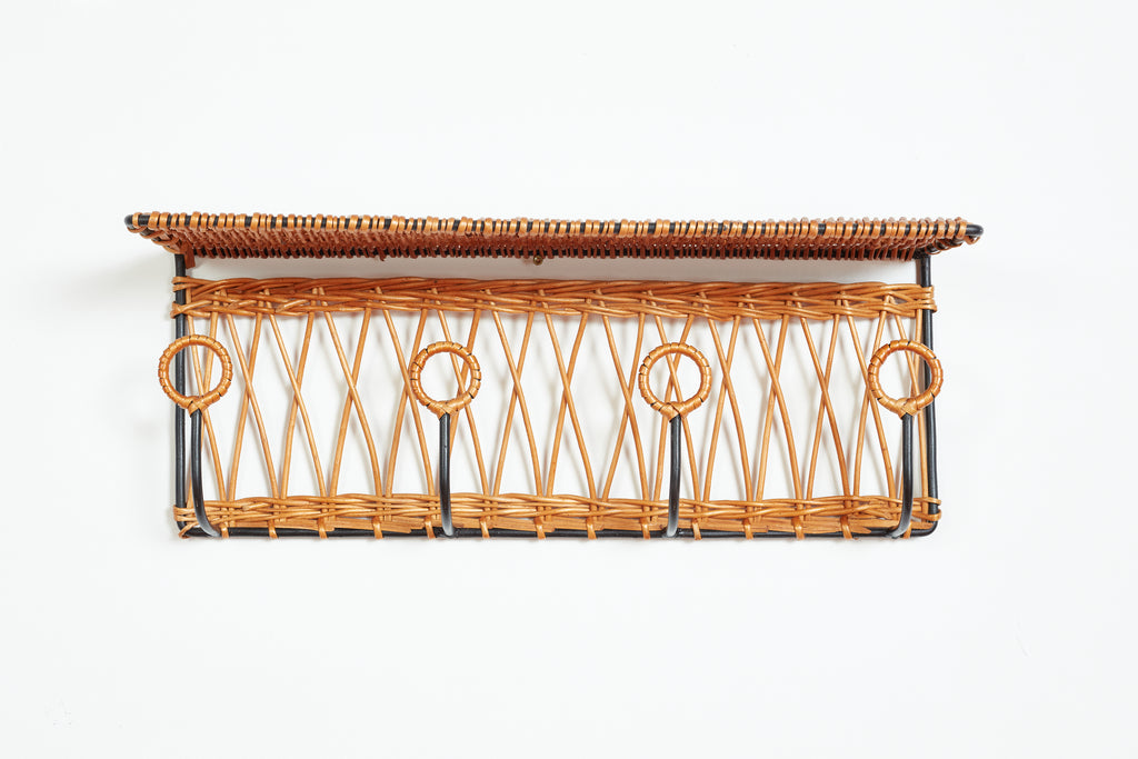 Jacques Adnet Style wicker Coatrack