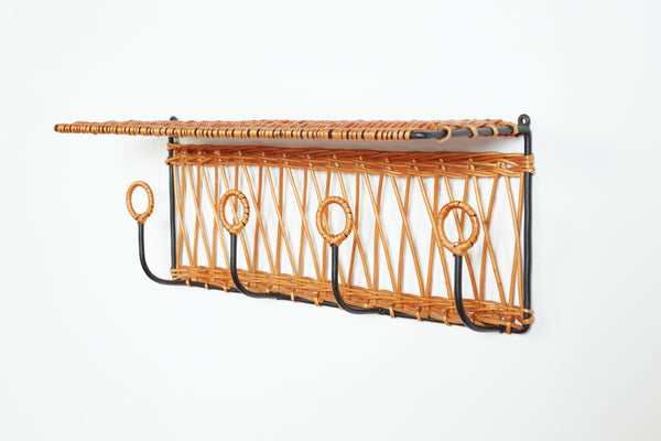 Jacques Adnet Style wicker Coatrack