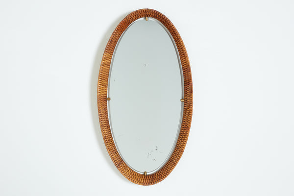 Italian Oval Wicker Mirror - Orange Furniture Los Angeles