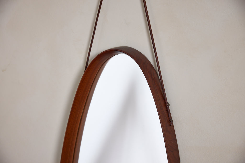Italian Wood and Leather Mirror