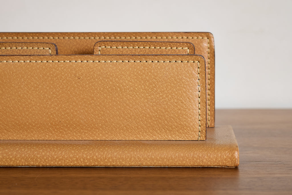 French Leather Desk Organizer by Le Tanneur
