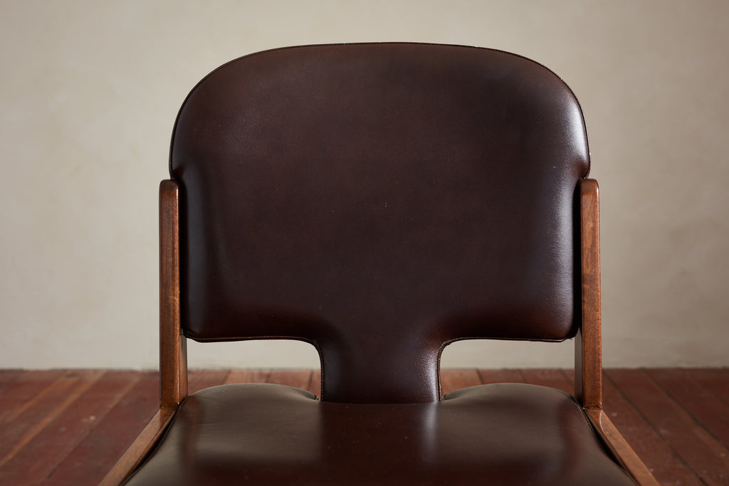 Set of 8 Tobia Scarpa Style Leather Dining Chairs