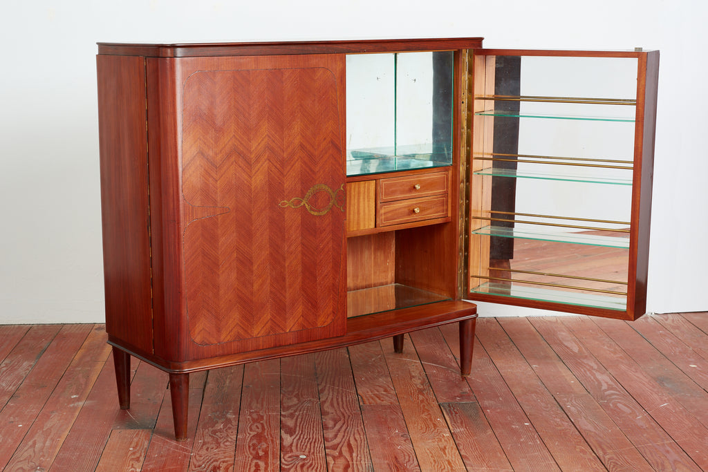 1940's Italian Mahogany Bar Cabinet