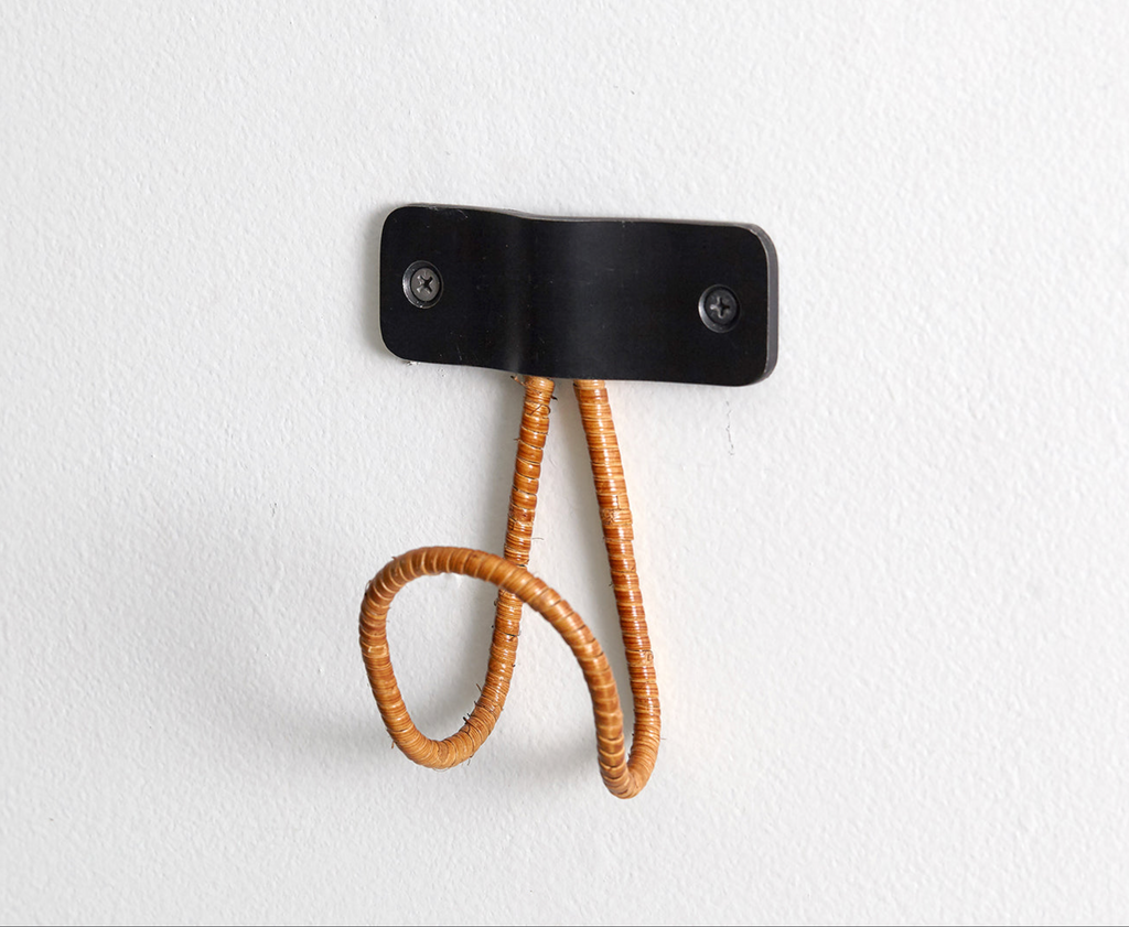 Wicker and Iron Coat Hook by Orange