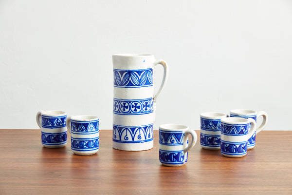 Spanish Ceramic Pitcher and Mug Set