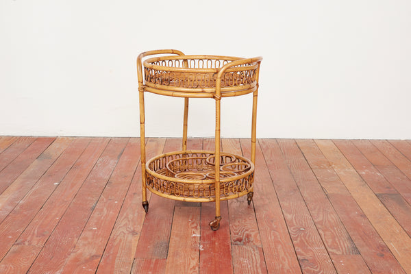 Italian Round Bamboo Bar Cart