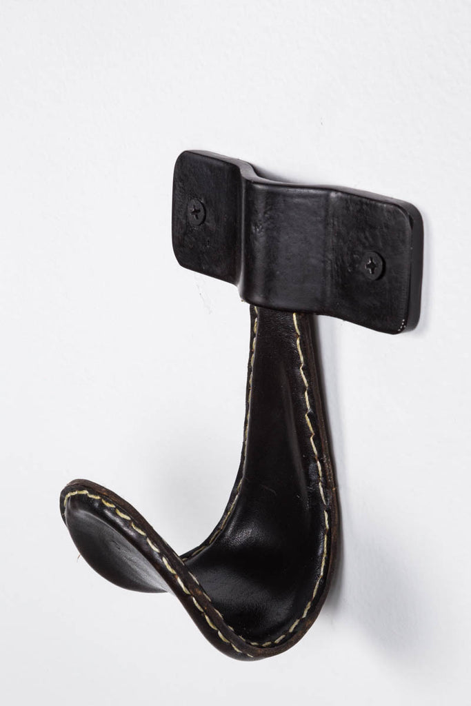 Atelier Leather and Iron Single Hook, Black