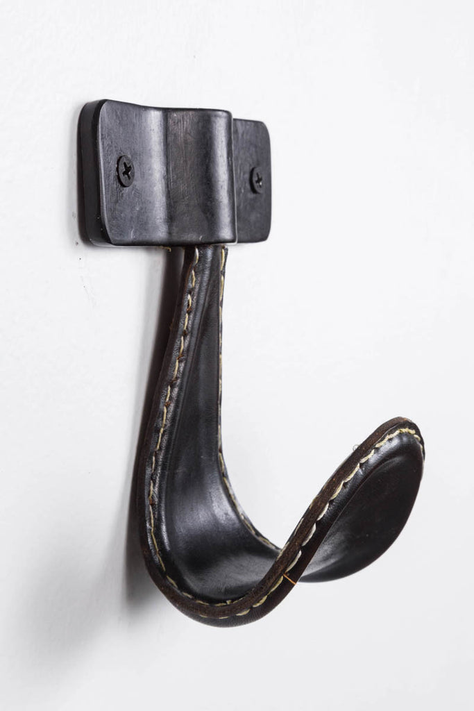 Atelier Leather and Iron Single Hook, Black