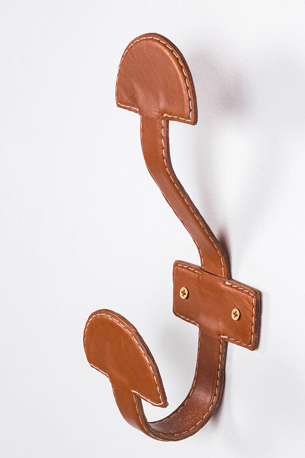 Atelier Leather Wrapped Double Hook, Tan