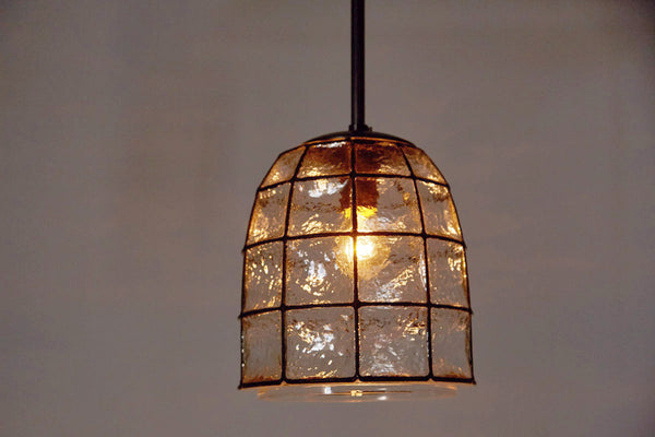 Iron and Glass Dome Pendant