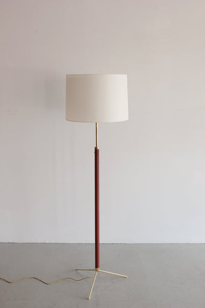 Swedish Leather-Wrapped Brass Floor Lamp - Lawton Mull