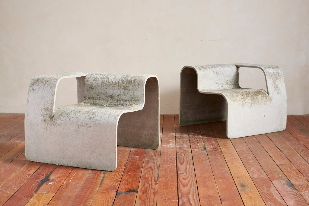 Pair of Willy Guhl Concrete Floating Chairs