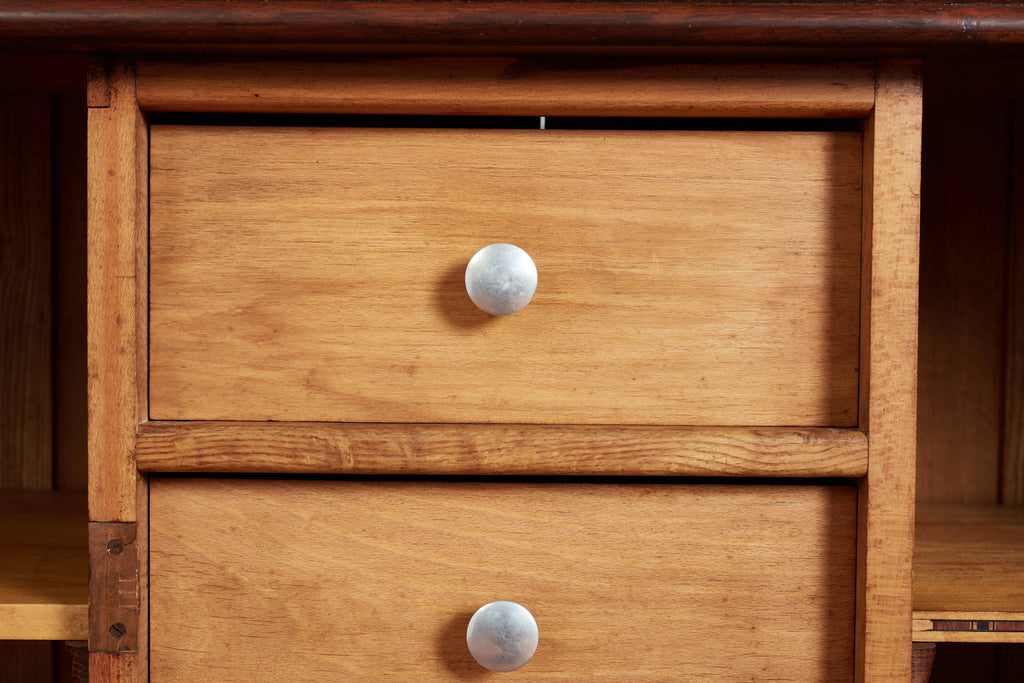 Massive Charles Dudouyt Oak Sideboard w/ brass circle handles