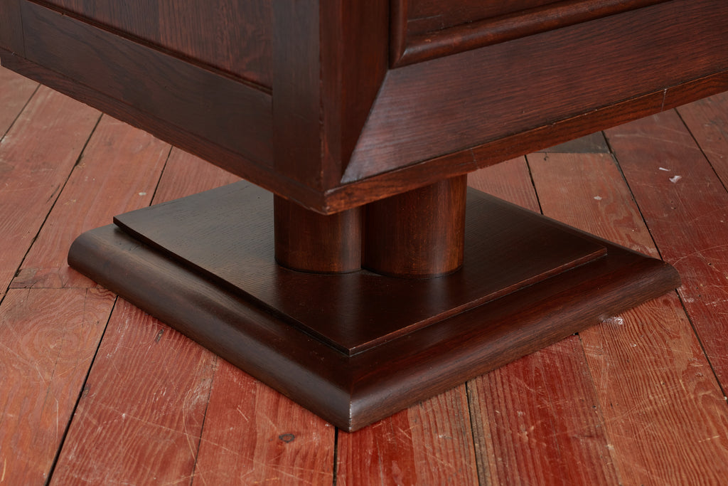 Massive Charles Dudouyt Oak Sideboard w/ brass circle handles