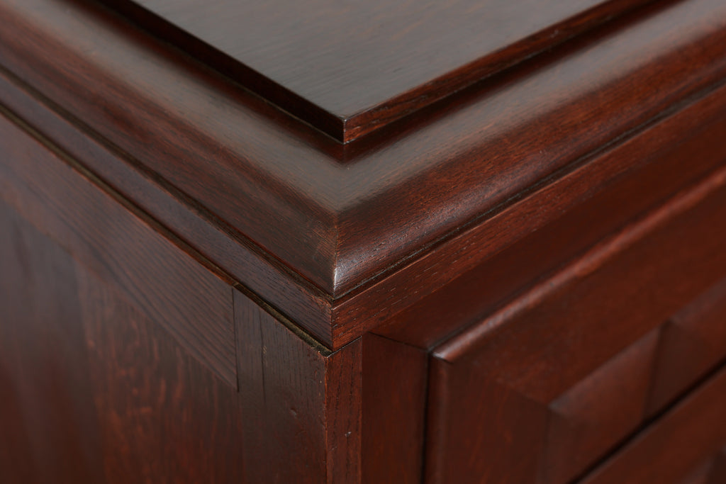 Massive Charles Dudouyt Oak Sideboard w/ brass circle handles