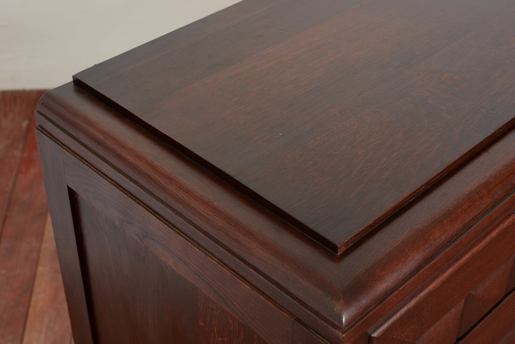 Massive Charles Dudouyt Oak Sideboard w/ brass circle handles