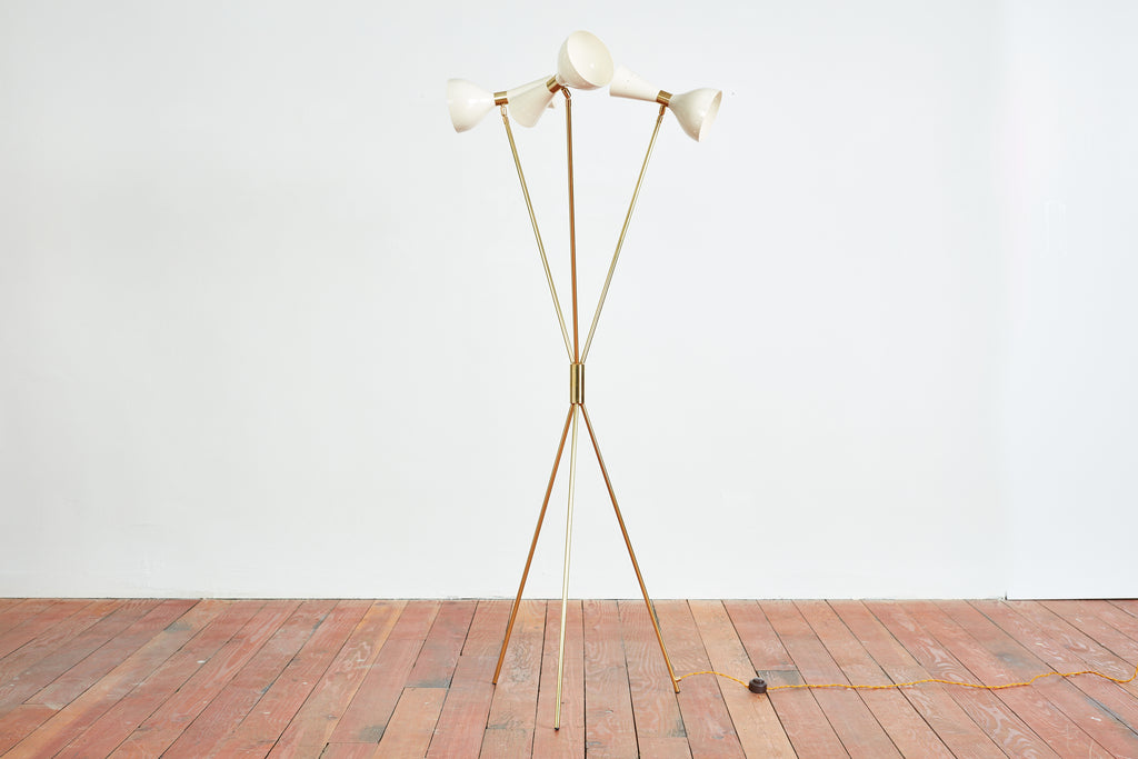 Three-Light Tripod Stilnovo Style Floor Lamp