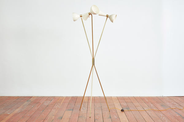 Three-Light Tripod Stilnovo Style Floor Lamp