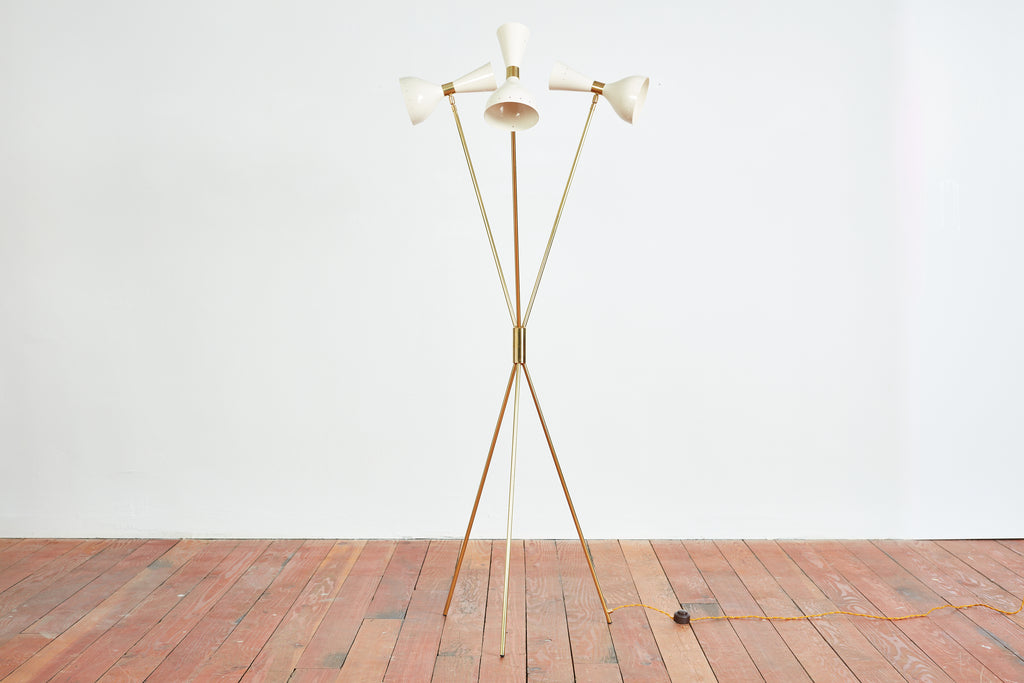 Three-Light Tripod Stilnovo Style Floor Lamp