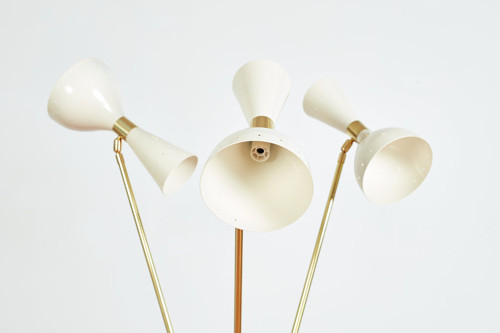 Three-Light Tripod Stilnovo Style Floor Lamp