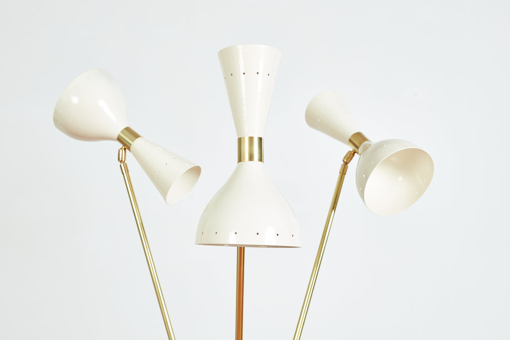 Three-Light Tripod Stilnovo Style Floor Lamp