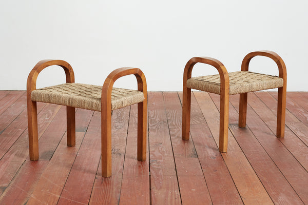 Pair of Luigi Ricci Bentwood Stools