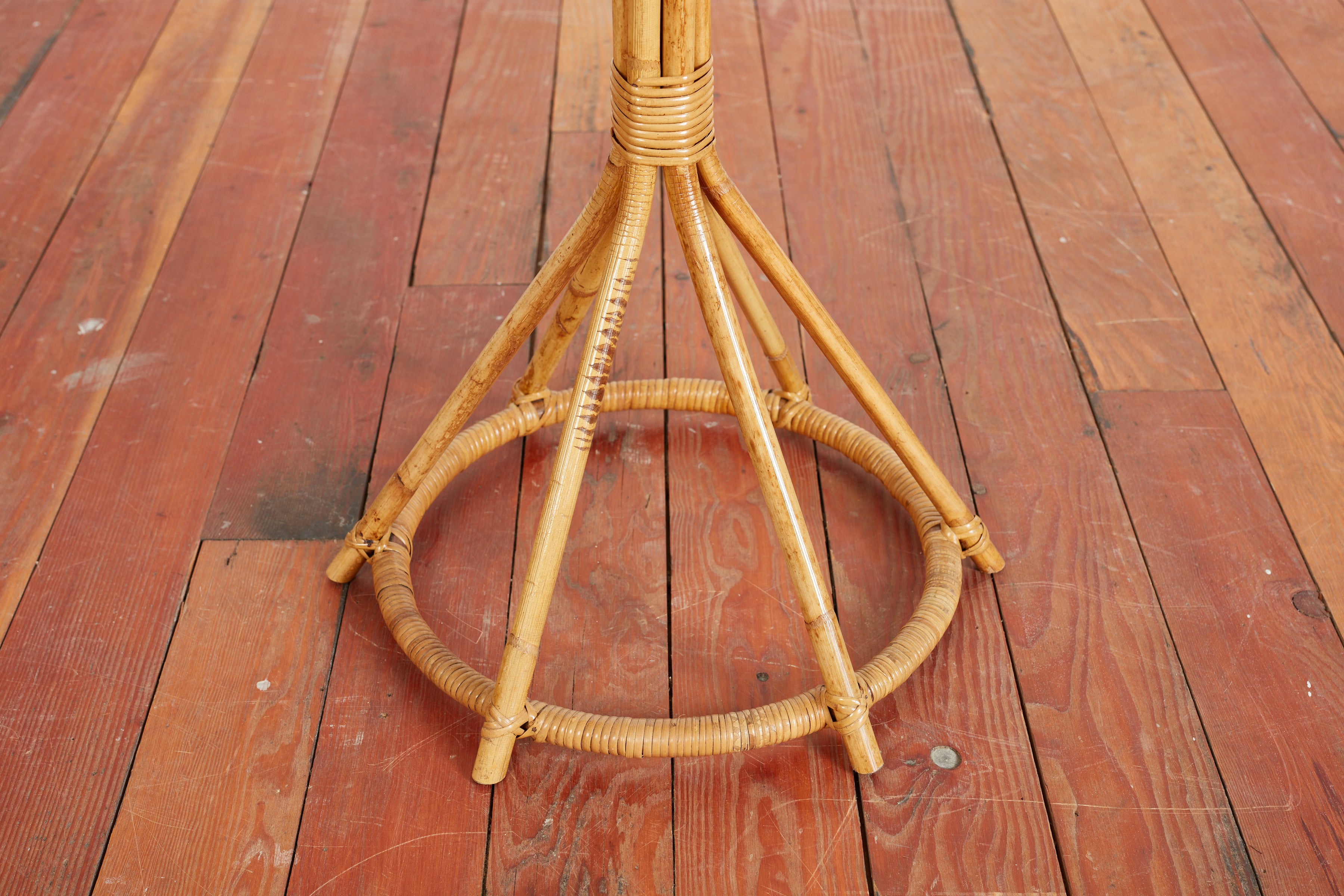 Mid-Century Bamboo Rope and Leather Plant Holder, 1970s for sale at Pamono