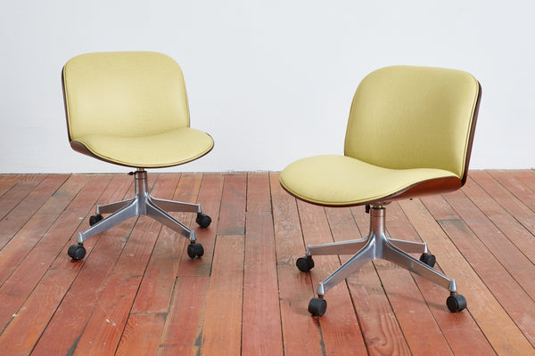 Ico Parisi Office Chair, Yellow Leather