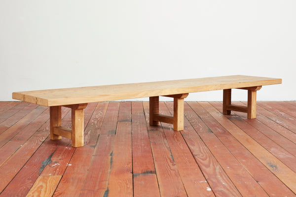 Large Oak Coffee Table Bench, France, 1950s