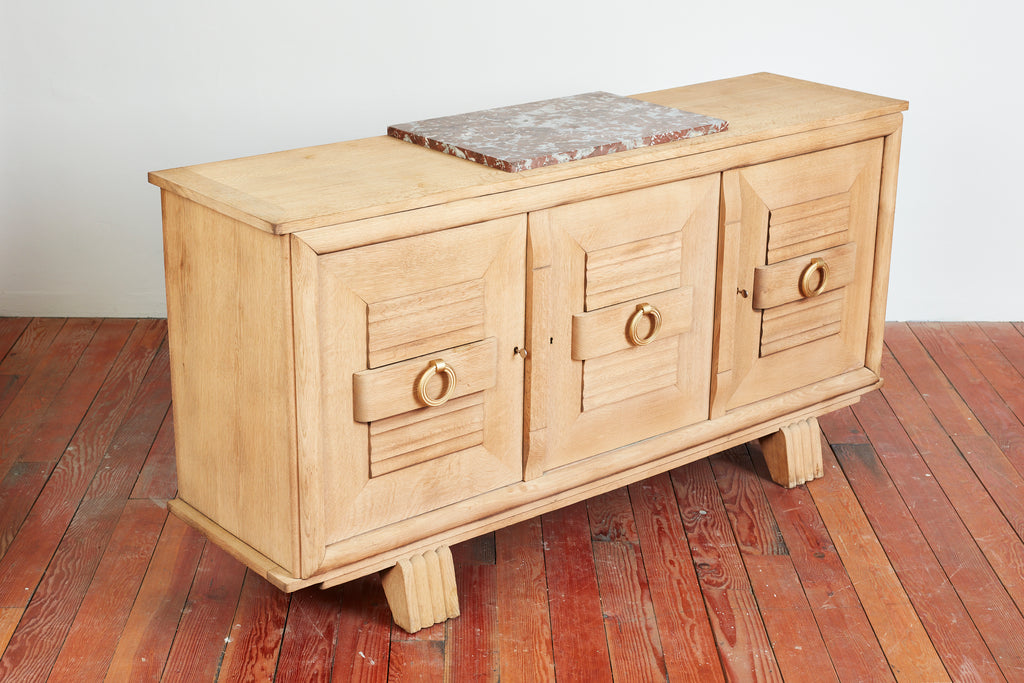 1940's Oak Sideboard With Burgundy Marble