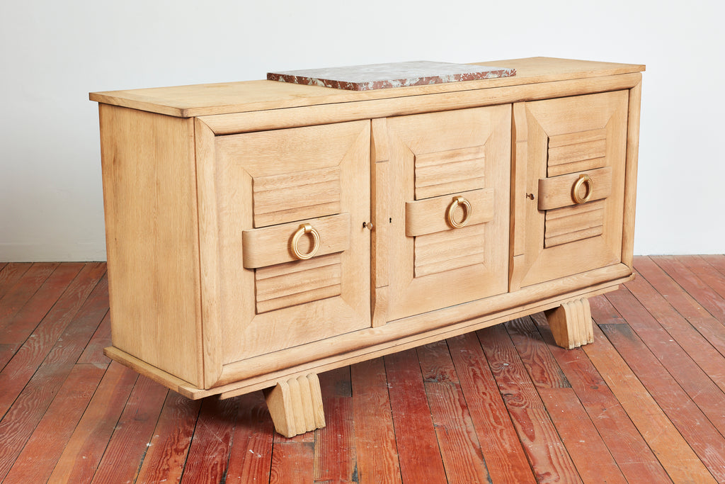 1940's Oak Sideboard With Burgundy Marble