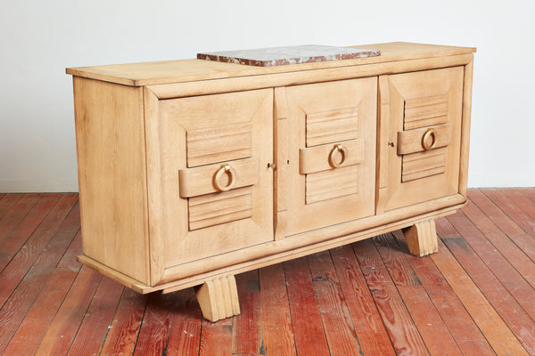 1940's Oak Sideboard With Burgundy Marble