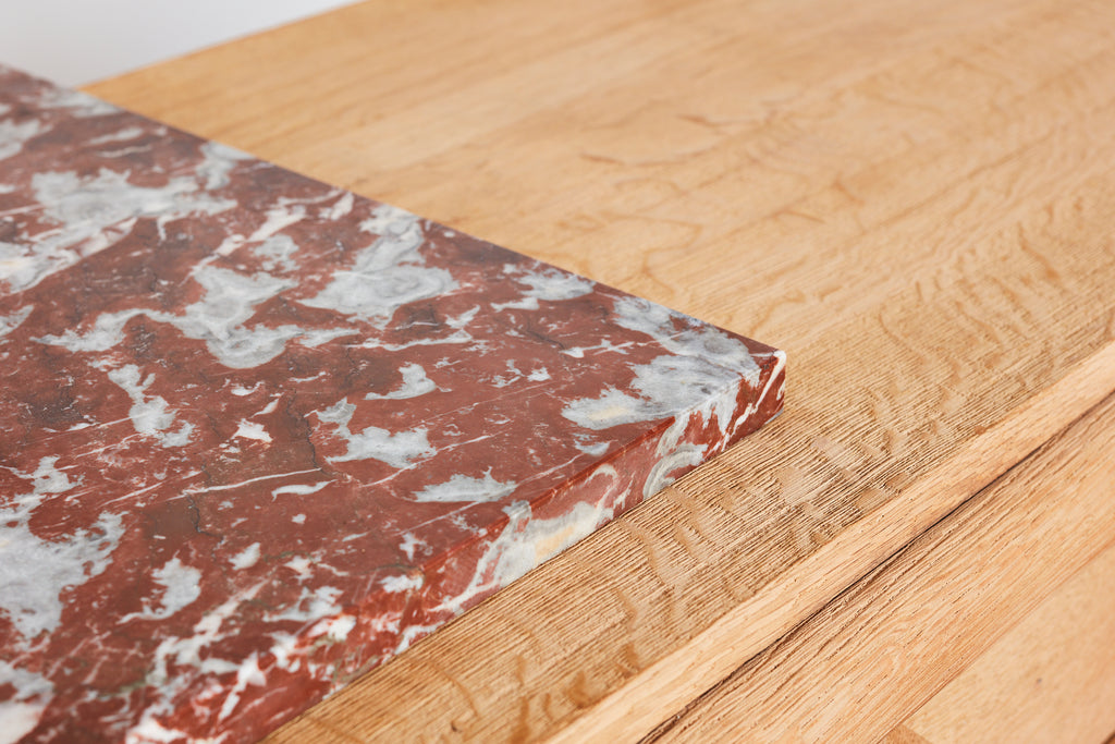 1940's Oak Sideboard With Burgundy Marble