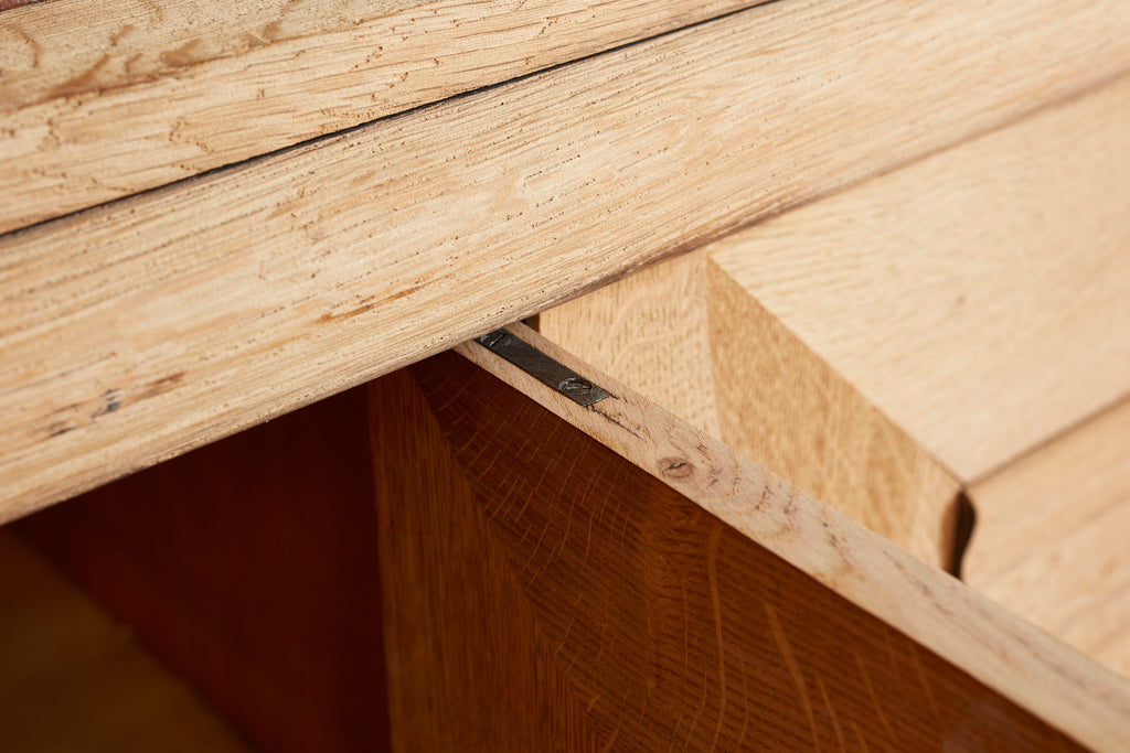 1940's Oak Sideboard With Burgundy Marble