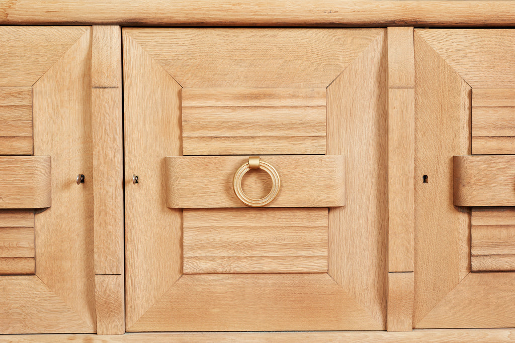 1940's Oak Sideboard With Burgundy Marble