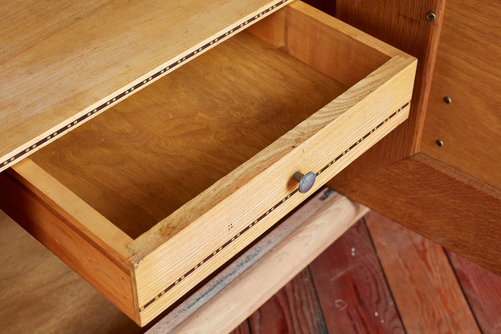 1940's Oak Sideboard With Burgundy Marble