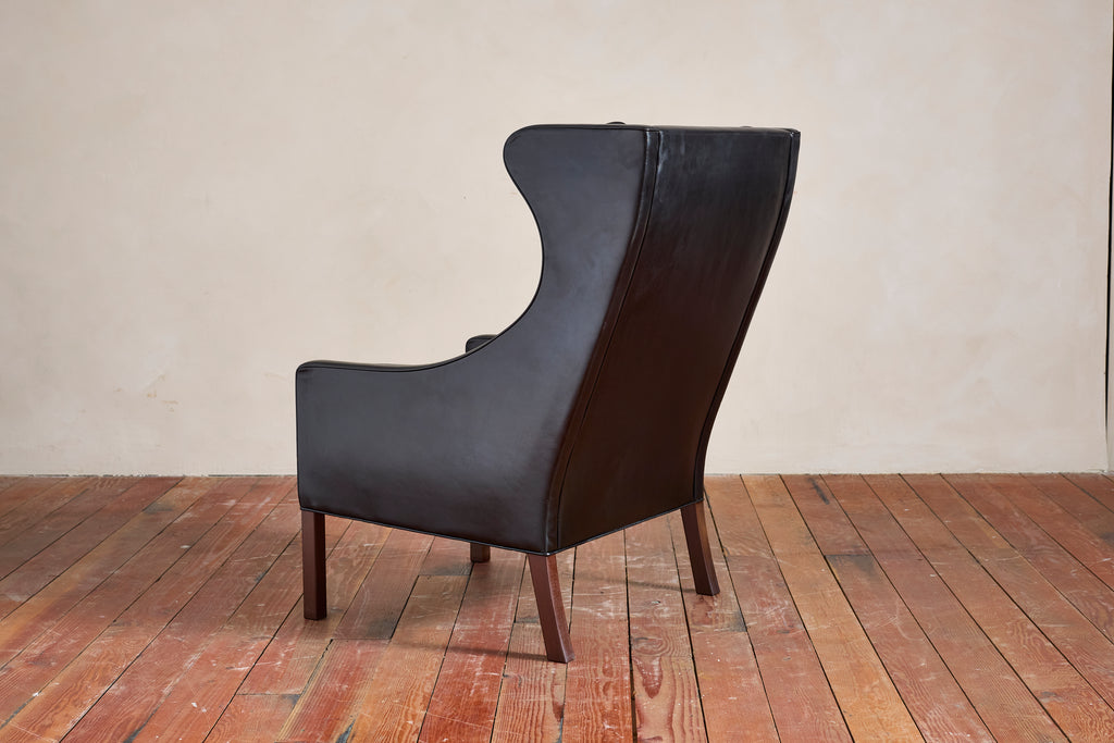 Borge Mogensen Leather Wingback Armchair with Ottoman