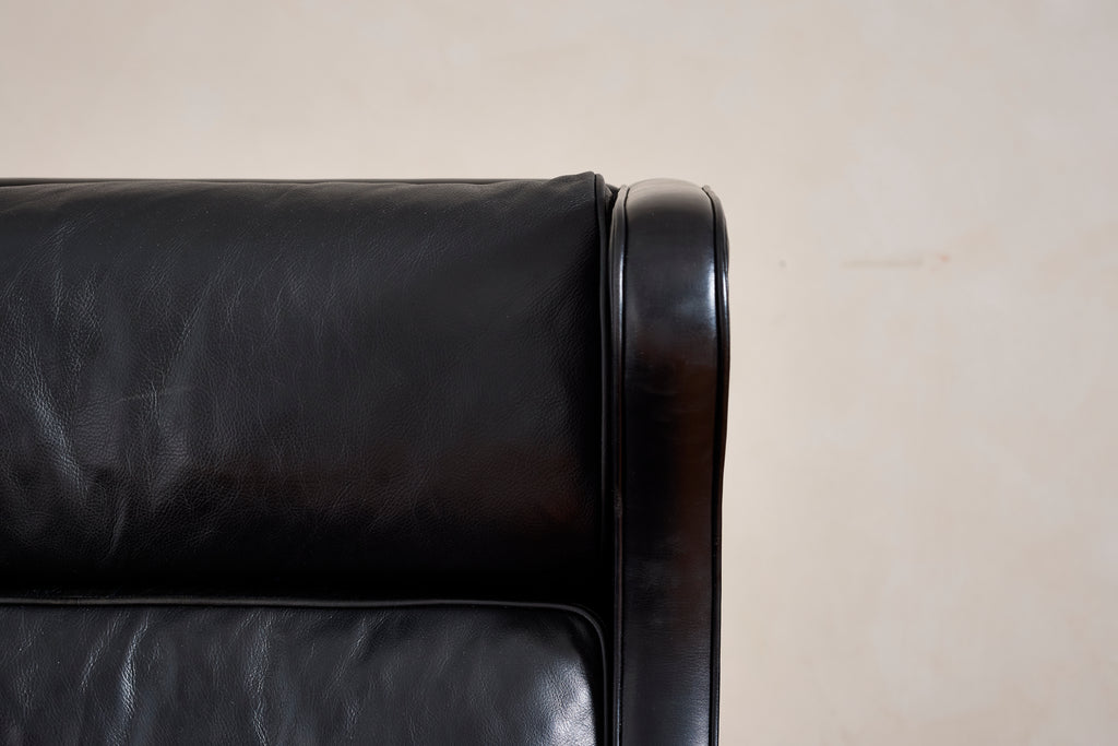 Borge Mogensen Leather Wingback Armchair with Ottoman