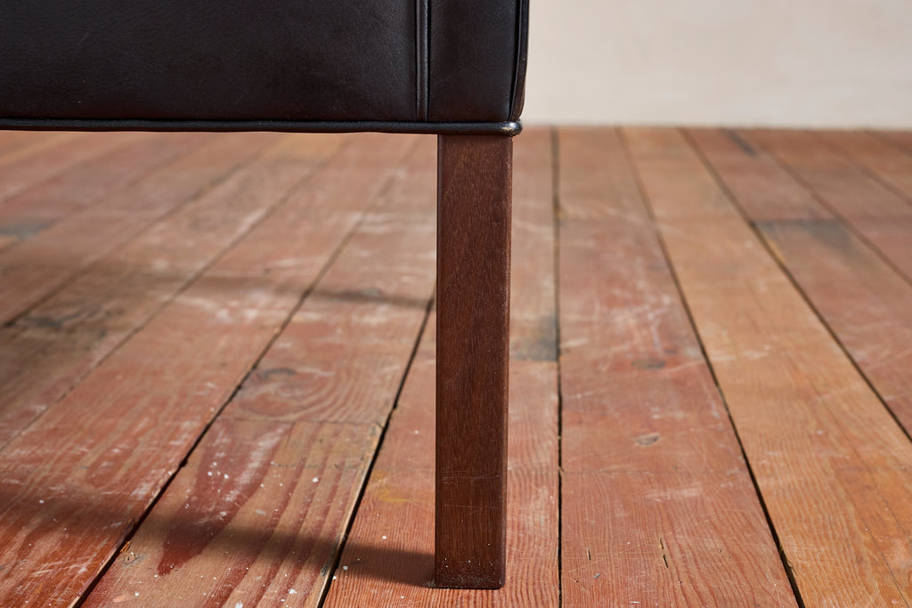 Borge Mogensen Leather Wingback Armchair with Ottoman