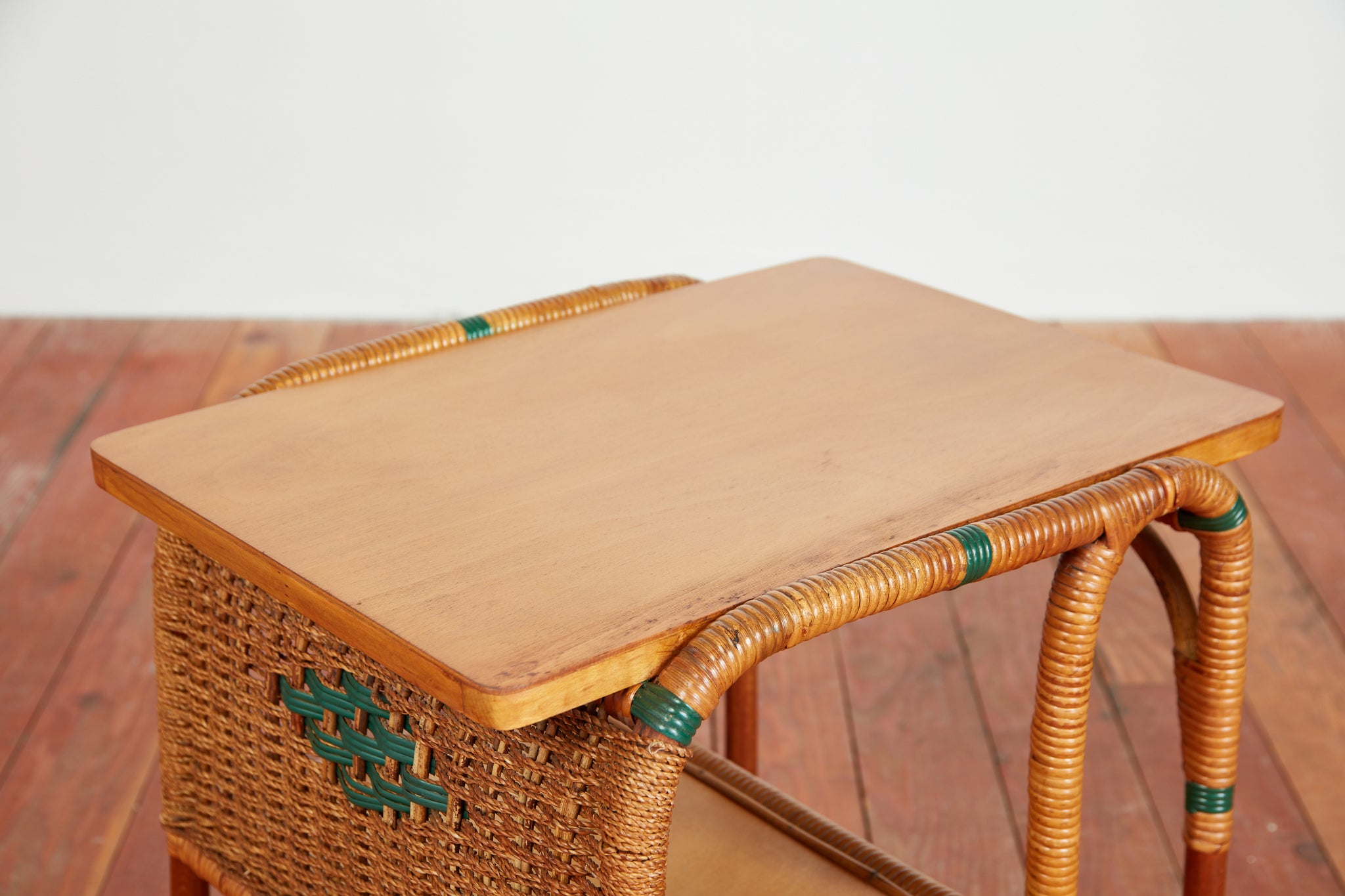 Italian Wicker Side Table - Orange Furniture Los Angeles