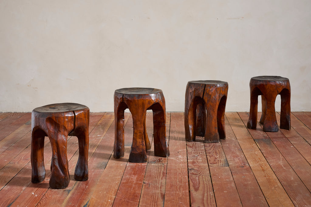 French Carved Wood Stools