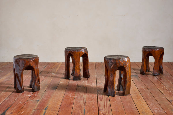 French Carved Wood Stools