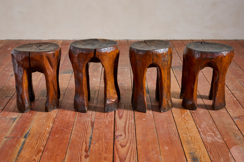 French Carved Wood Stools
