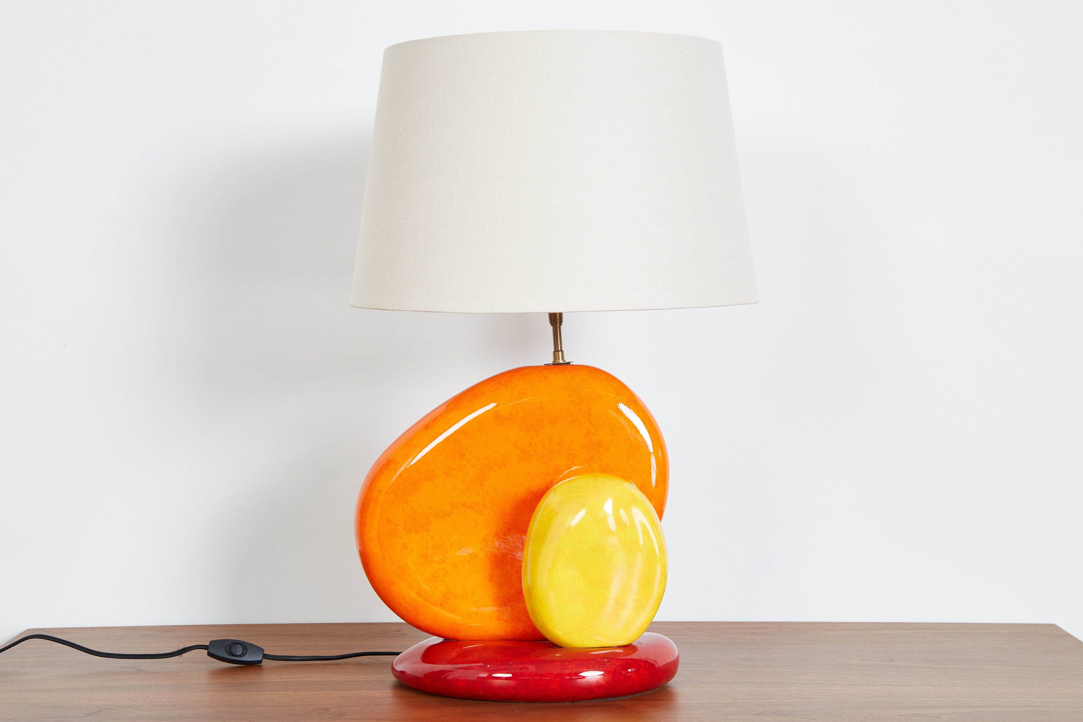 French Ceramic Table Lamp Orange Furniture Los Angeles