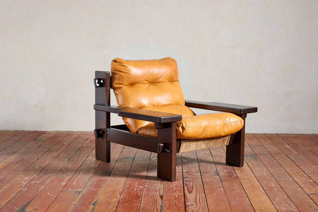 Jean Gillon Leather Paddle Arm Chairs