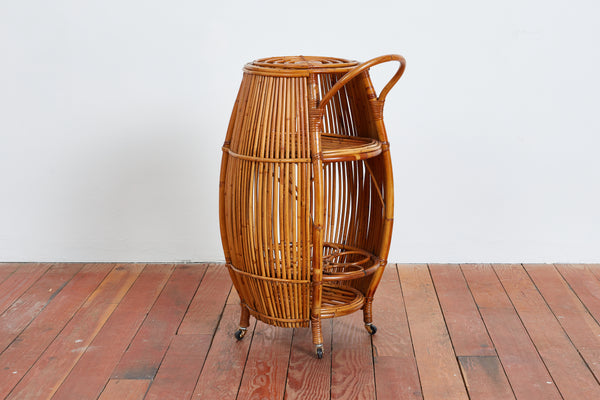 ITALIAN ROUND BAMBOO BAR CART